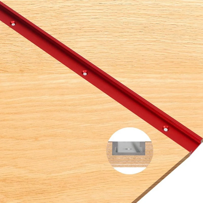 Aluminum 400Mm Double-Cut Profile Universal 3/4 T-Track With Predrilled Mounting Holes,30 Type T Track Red 2Pc