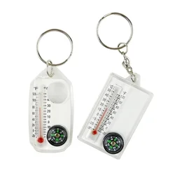 Mini sleutelhanger camping kompas thermometer buiten klimmen huis temperatuur tester kompas