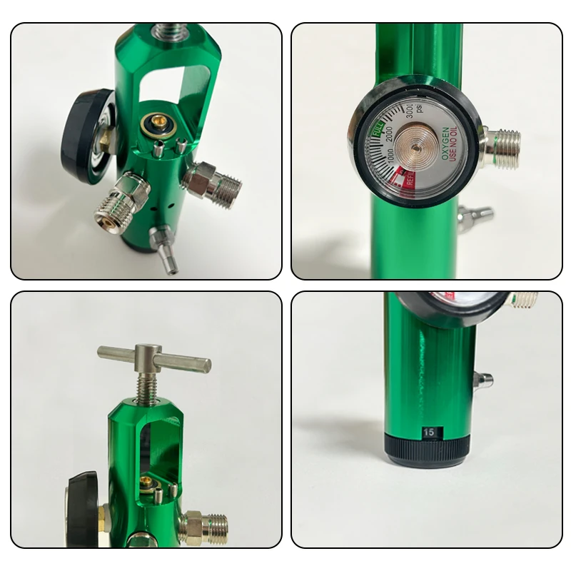 Ventilator Pressure Reducer CGA870 Aluminum Body Medical Oxygen Regulator With Threaded Connection