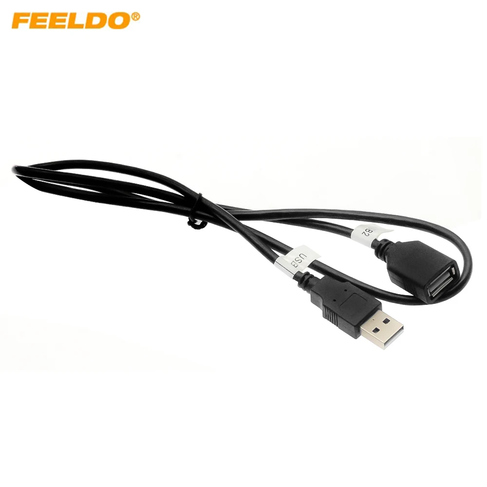 FEELDO 80cm Car Audio Vedio Input Media Data USB 2.0 Plug Wire USB Adapter For Universal Car Models Cable Adapter