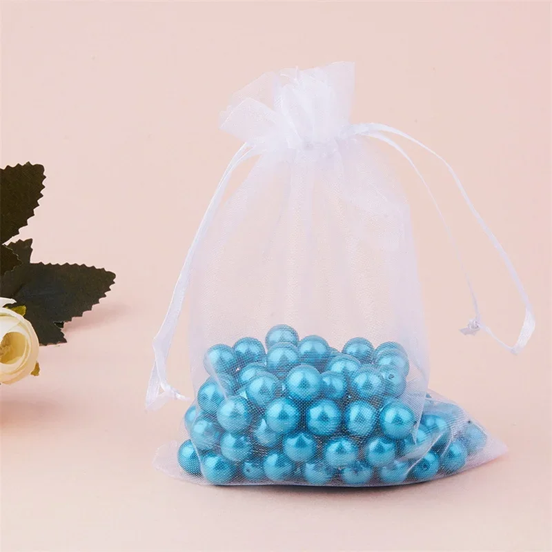 50 Uds. Decoraciones de bolsas de organza blancas 7*9cm 9*12CM