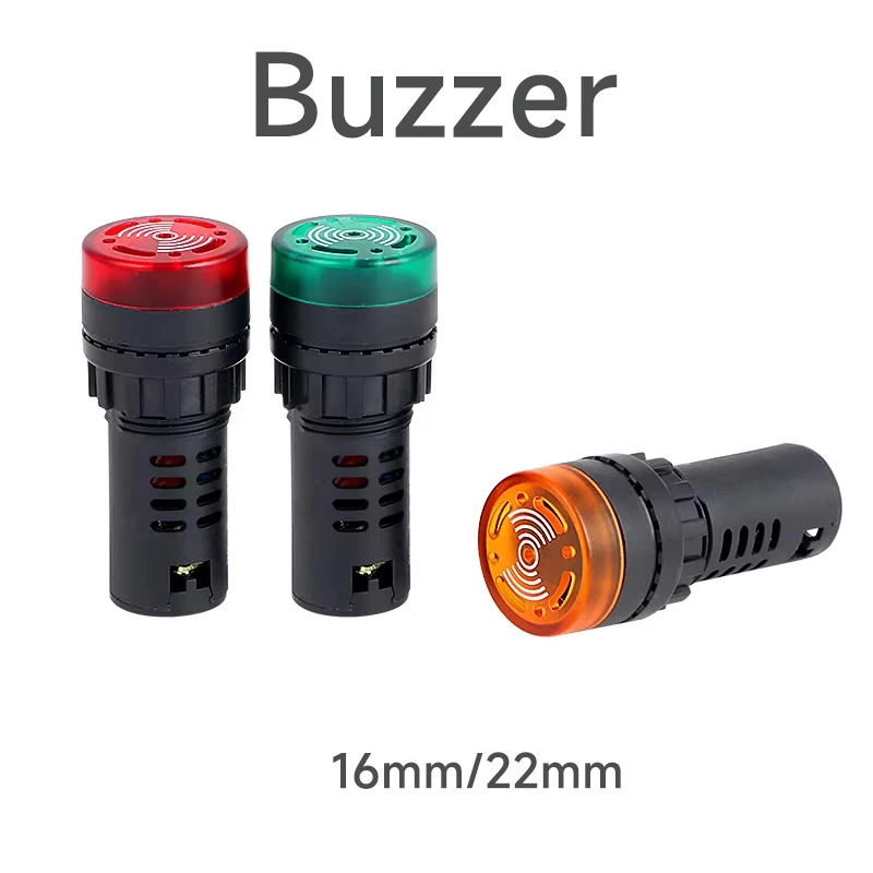 16mm/22mm AD16-22SM 12V 24V 110V 220V 380V Flash Signal Light Red LED Active Buzzer Beep Alarm Indicator Red Green Yellow Black