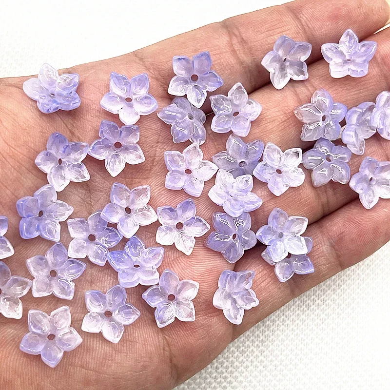30 Stück 12mm Fünfblättrige Blumen-Lampwork-Perlenkappen Glas-Abstandhalterperlen für Schmuckherstellung DIY-Zubehör Haarnadeln – Detail 24
