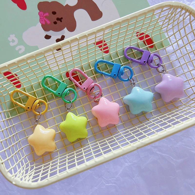 1 PCS Cute Stars Keychain Pendant Keyring For Girls Backpack Charm Headphone Case Accessory Creative Gifts