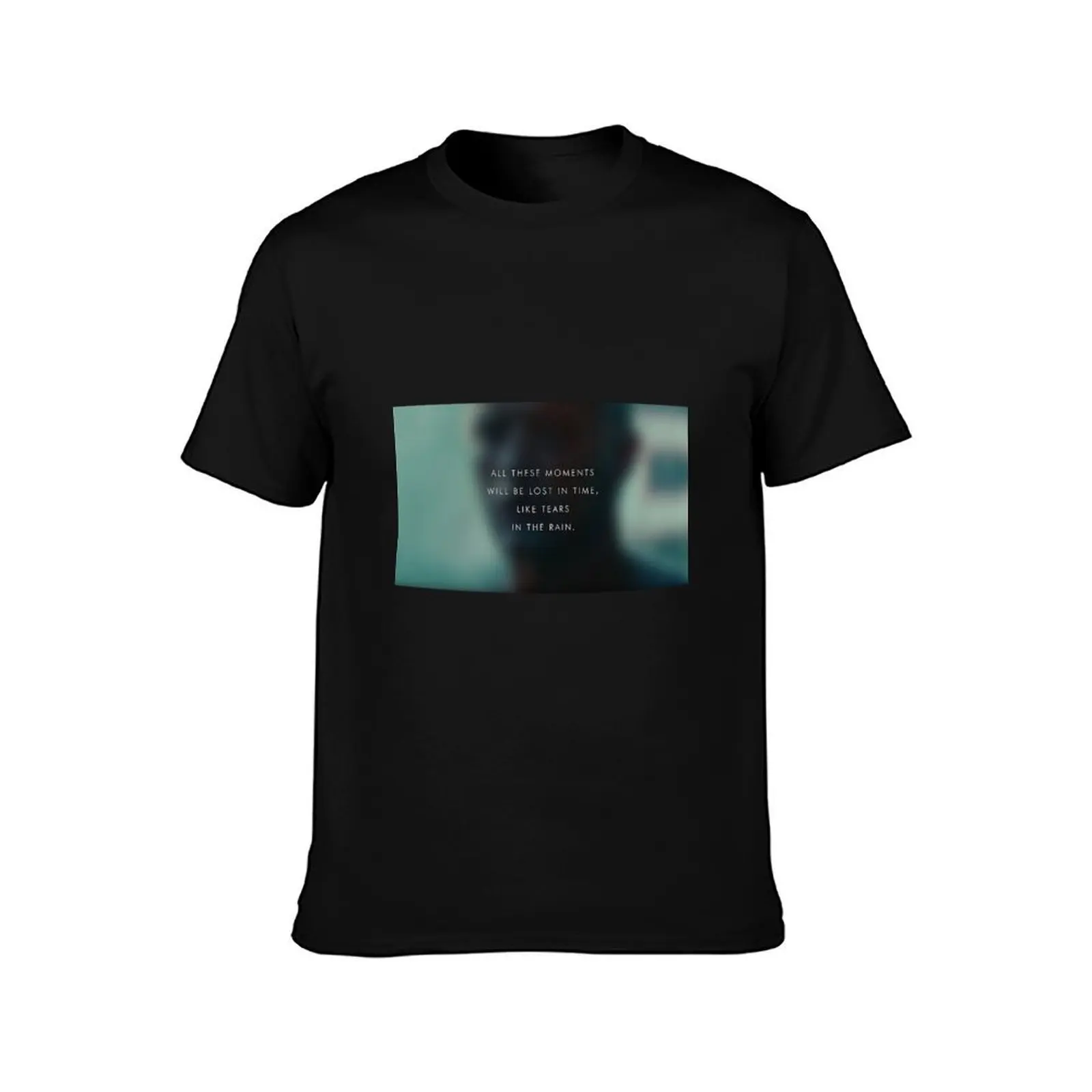 ;Tears in the rain poster T-Shirt, Summer Casual Cotton Tee, Oversized Streetwear Tops, Vintage Graphic Print, Unisex Men Women