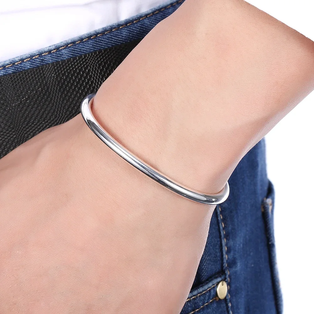 925 sterling Silver Simple elegant bangle Bracelets for Women Luxury Fashion Party Wedding Accessories Jewelry Christmas Gifts