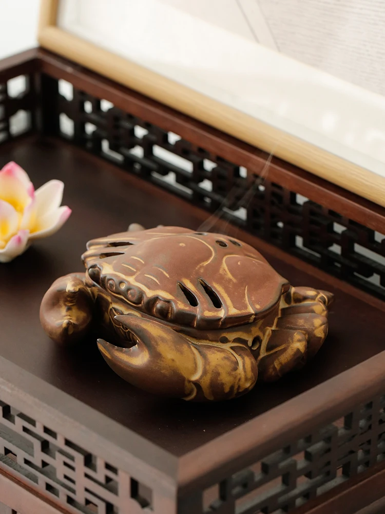 Chinese Style Creative Auspicious Crab Ornaments Ceramic Tea Pet Decoration Tea Set Crafts Indoor Entrance Home Office Jewelry