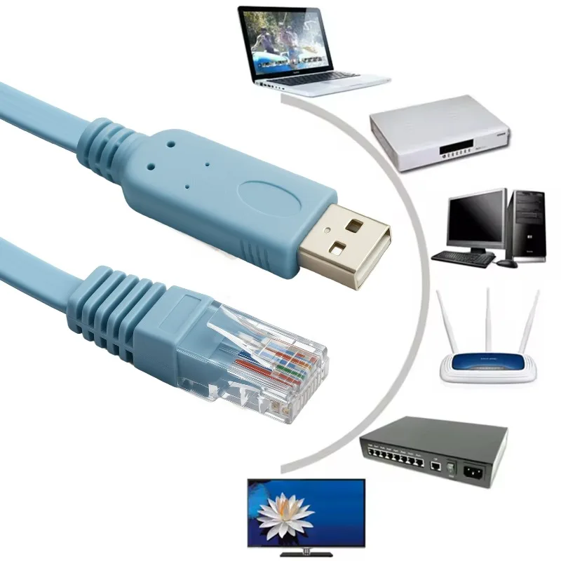 USB RJ45 وحدة التحكم كابل شبكة التصحيح مهايئ مسلسل لجهاز التوجيه التبديل AP جدار الحماية تكوين رقاقة فوز لينكس 1 متر/1.8 متر/3 متر خط #3