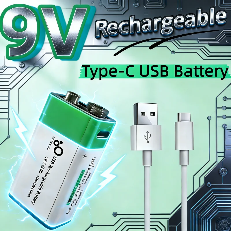 Batería recargable litio 9V USB-C para sonda y carrete eléctrico - imagen 4