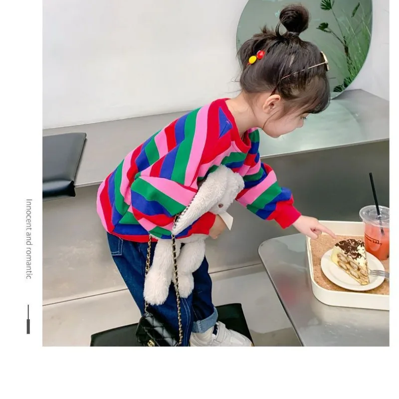 RAISE Herbst Kinder Mädchen Sweatshirts Bunte Gestreifte Kinder Mädchen Pullover Rundhals 2-10 Jahre Kleinkind Mädchen Langarm – Detail 13