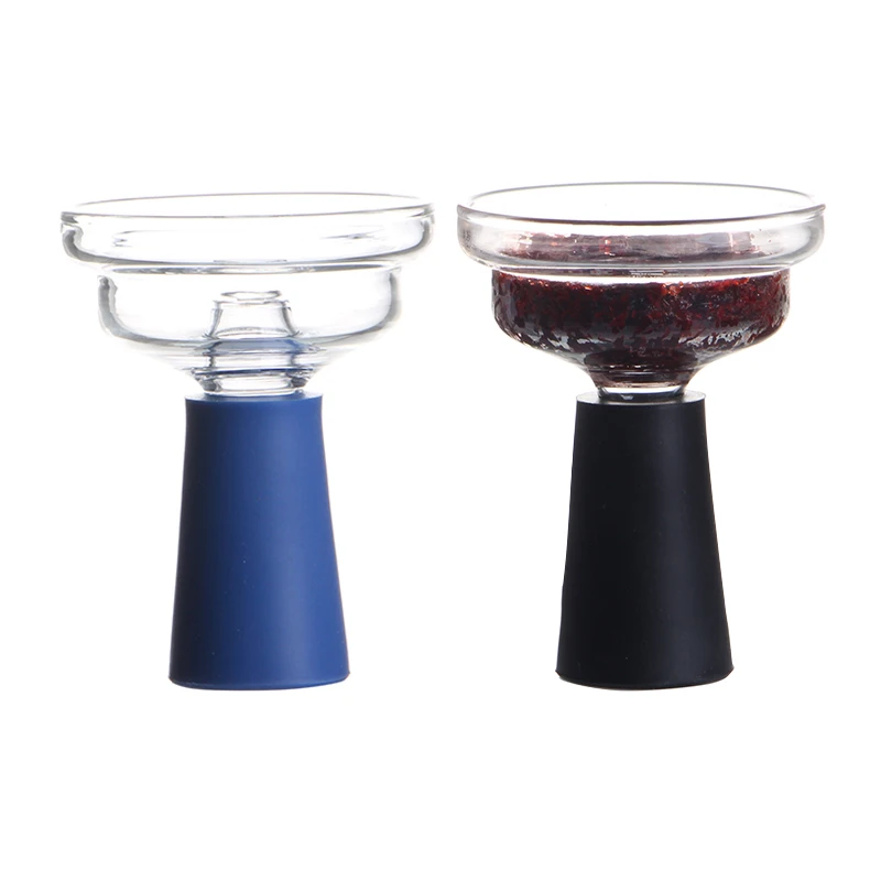 

Big Funnel Design Hole Glass Bowl Shisha Head Hookah Tobacco Pot With Silicone Connector Chicha Narguile Part Blue Balck