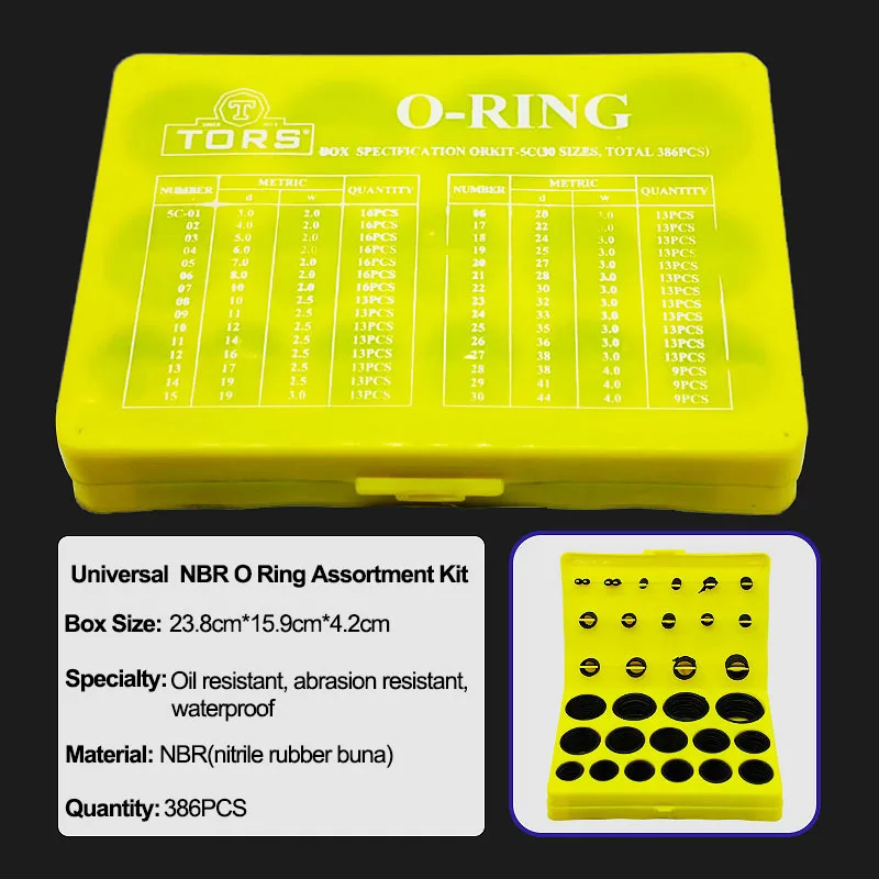 Universal NBR O Ring Junta Variedade Kit, arruelas de vedação de borracha nitrílica Conjunto para encanamento, reparo automotivo torneira