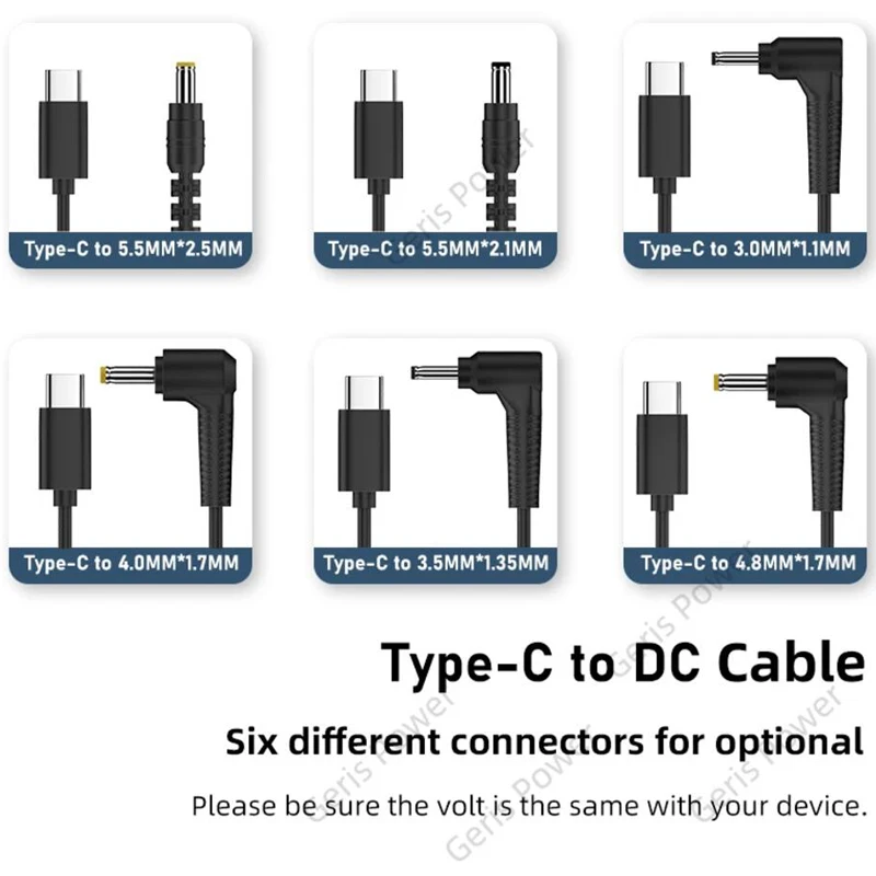 Universal USB Type C PD Adapter Cable 9V 12V 15V DC 5.5x2.1mm 4.0x1.7mm 3.0x1.1mm Power Supply Cord for Router Mini Fan Speaker