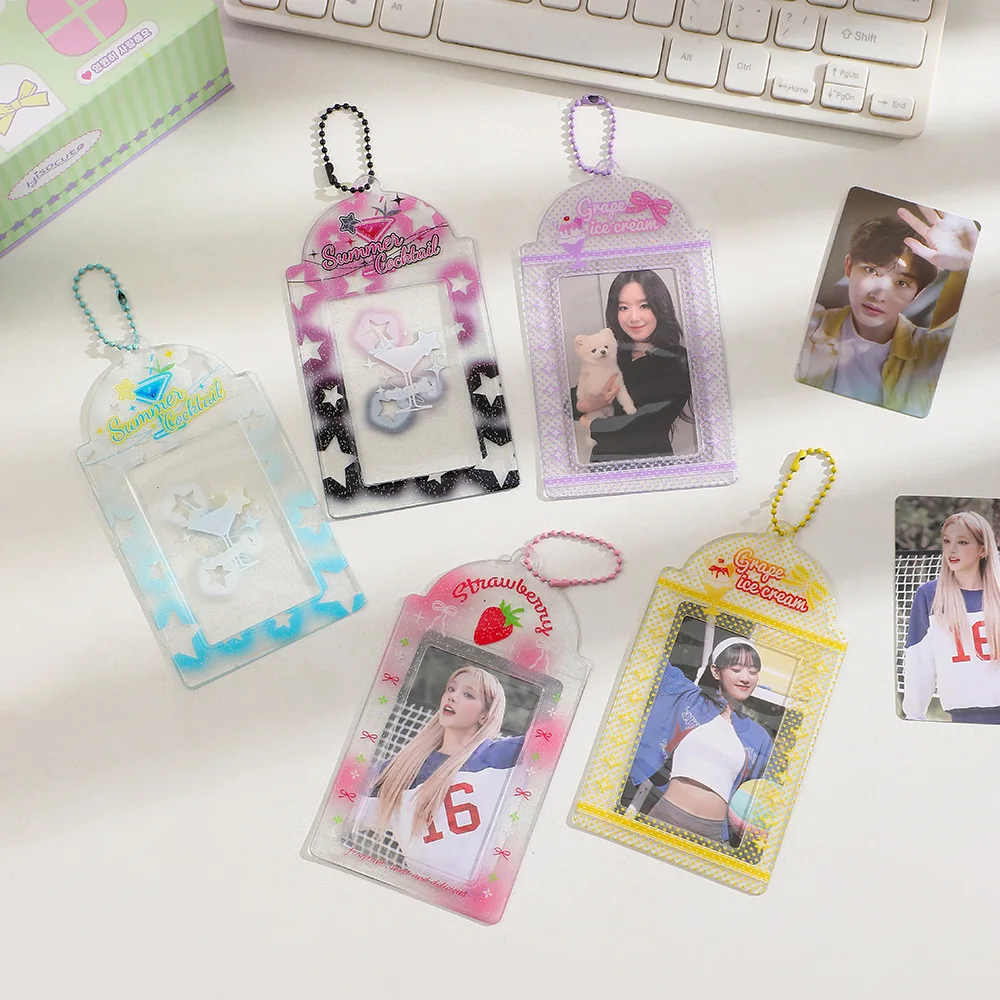 Japan and South Korea Transparent Card Set Girl Three Inch Polaroid Card Display Pendant Certificate Keychain Card Bag