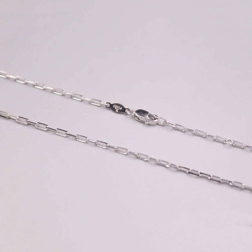 Real Pure Platinum 950 Chain Women 1.9mm Square Rolo O Link Necklace 6.55g/50cm