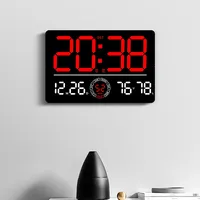 LED Digital Wall Clock Temperature Date Week Humidity Display Plug-in Wall-mounted Dual Alarms Electronic LED Clocks for Home