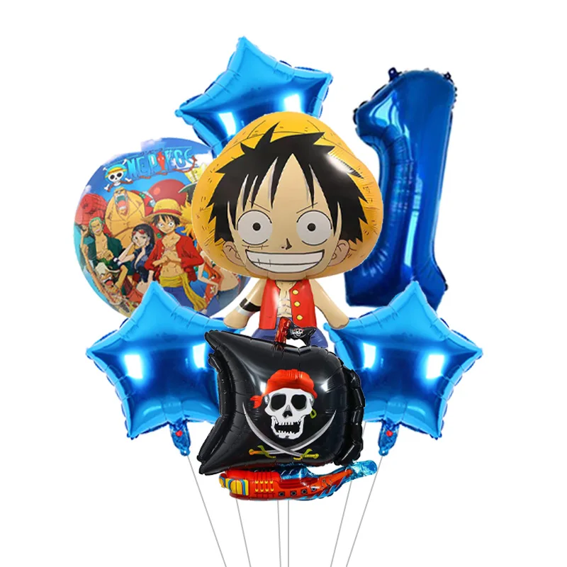 One Piece Theme Luffy Theme Aluminum Foil Balloons Set Number Birthday for Kids Birthday Party Baby Shower Supplies