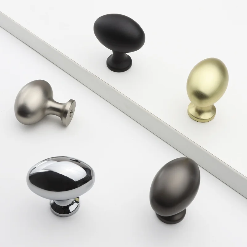 Oval Zinc Alloy Single-Hole Furniture Handles Available in Multiple Colors Suitable for Kitchen Cabinet Handles and Drawer Pulls