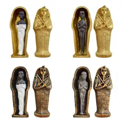 1pcs Resin Ancient Egyptian Coffin Figurine Sculpture Small Ornaments Miniature Model Egypt Mummy Statue Fish Tank Decoration