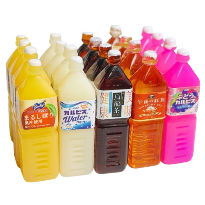 5Pcs/set Dollhouse Miniature Random Beverages Japanese Style Juice Drink Bottle Model Doll House Supermarket Decor Accessories