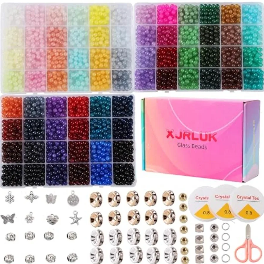 

Glass Beads Bracelet Making Kit, 3000 pcs 72 Colors 6 mm Crystal Beads for Jewelry Making, Glass Beads Kits for Beginners DIY E