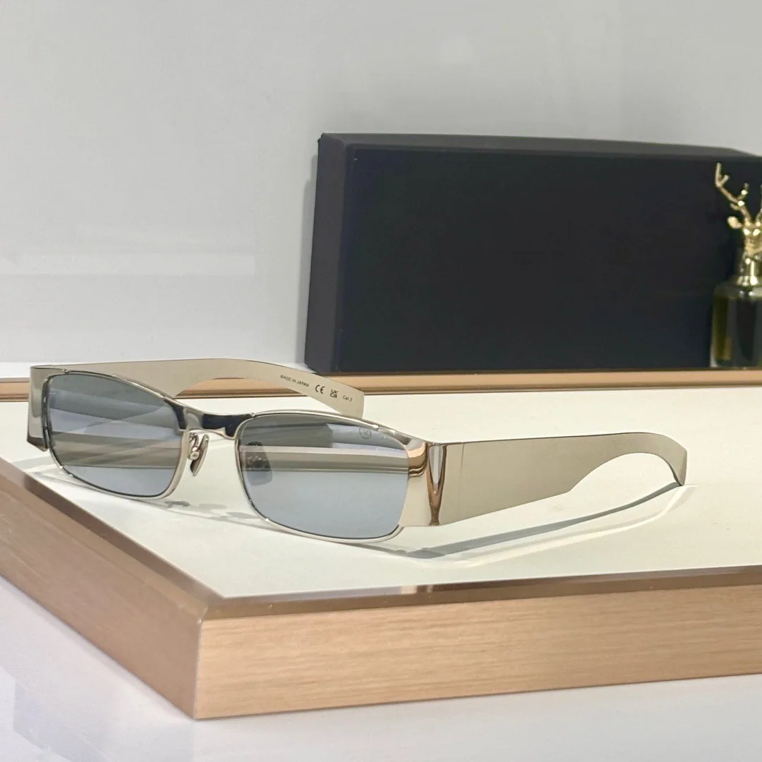 

2025 European and American niche metal narrow frame futuristic sunglasses women's anti-ultraviolet UVA400 sunglasses