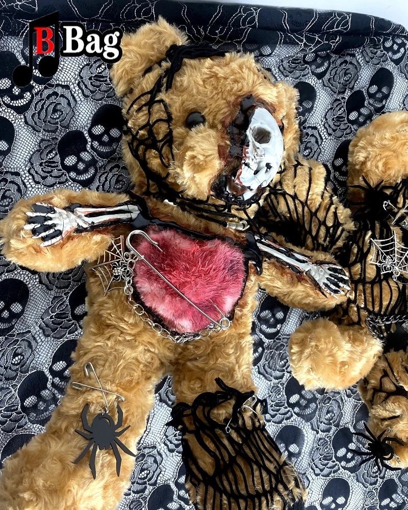 Halloween Gothic Lolita Girl bear bag sanguinary Bear Doll Bag Goth Women Punk Bloody Bear Shoulder bag Cosplay Blood bear bags