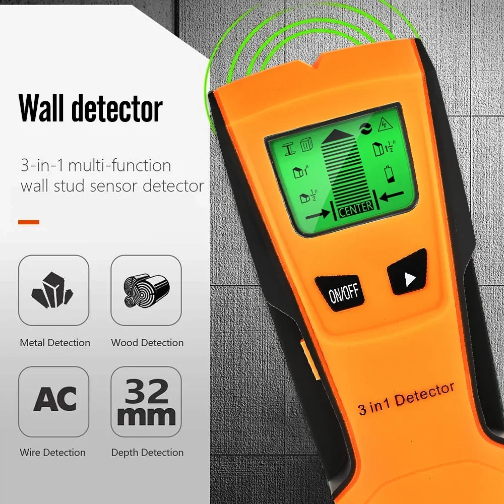 3 in 1 Sensor Wall Scanner Pipe Finder Wire Detector Live Wire Gadgets Detect Wall Electric Finder Box Digital Metal Detector