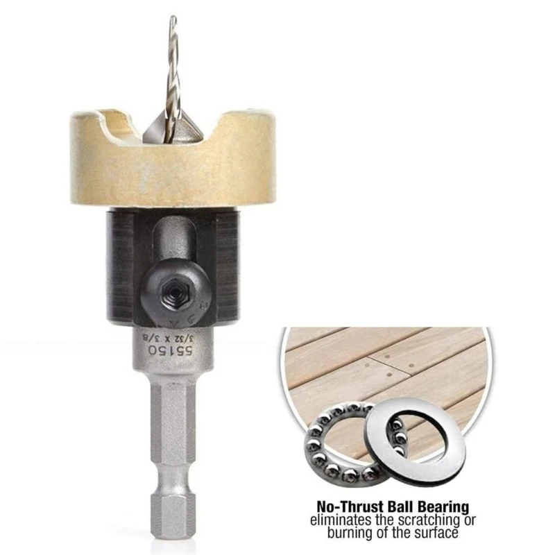 A2UD Carbide Tipped 82 Degree Countersink with Tapered Drill and Adjustable Depth Quick Release Woodworking Countersink