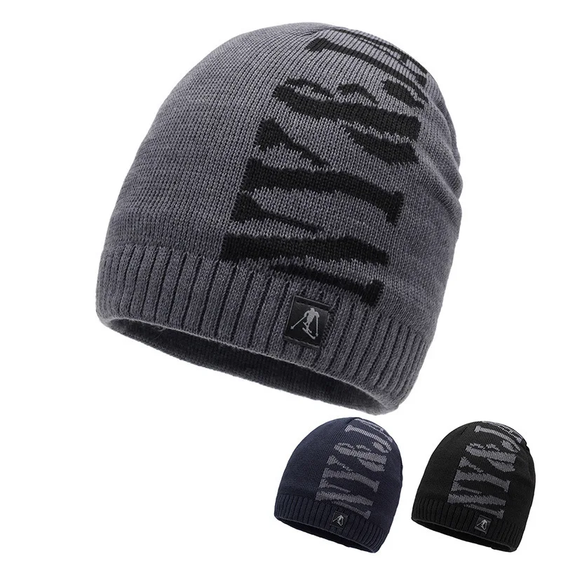 

Новый зимний теплый простой шерстяной уличный пуловер на флисовой подкладке, повседневная вязаная шапка