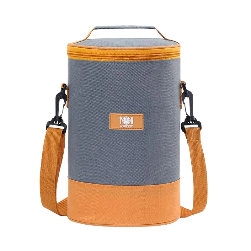 Fresh-Keeping Thickened Lunch Box Bag Round Barrel Oxford Cloth Insulation Large-Capacity Portable 2024 New