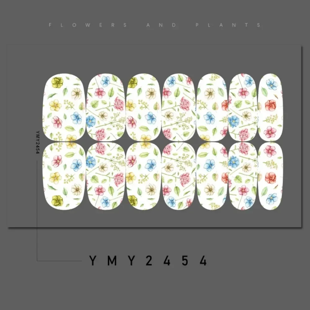 14 Stuks Kunstmatige Nail Sticker Kunst Esdoornblad Thanksgiving Bloemen Lavendel Volle Nagels Sticker Waterdichte Pers Op Nagel Decoratie