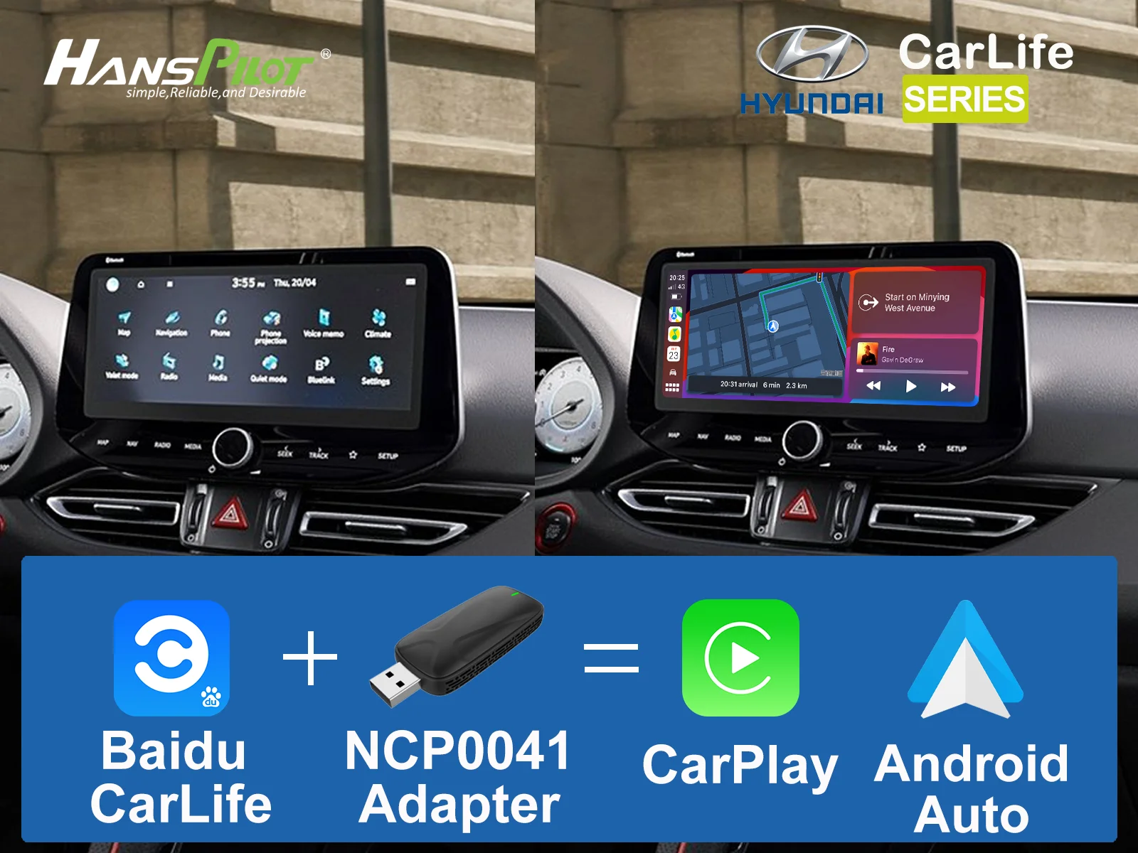 NCP0041 HansPilot Baidu Carlife Wired to CarPlay Wireless Streaming Box, Toyota , Honda, Lexus, Mazda, Geely, Chery, Chinese car