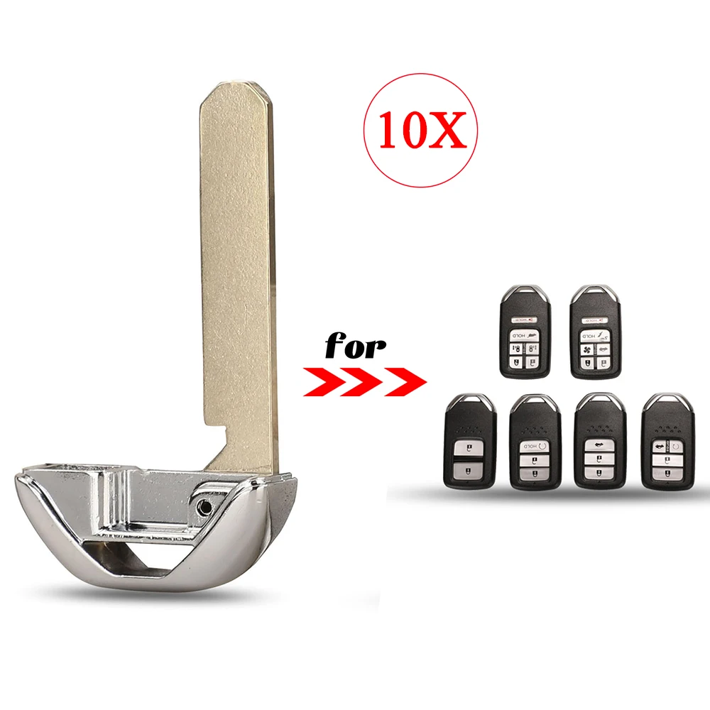 

jingyuqin 10pcs/Lot Remote Car Key Blade Fob For Honda Accord Odysee Civic HR-V 2016-2018 Emergency Insert Replacement