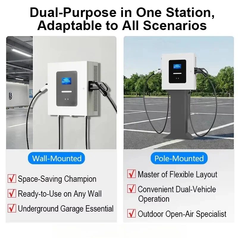 Customized Movable Floor Mounted DC Fast EV Charging Station With Wheels 40kW 60kW Portable
