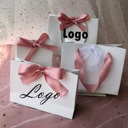 Custom Logo Paper Gifts Bag For Small Business Jewelry Personization Packages Wedding Favors Valentines Day Gifts Bags