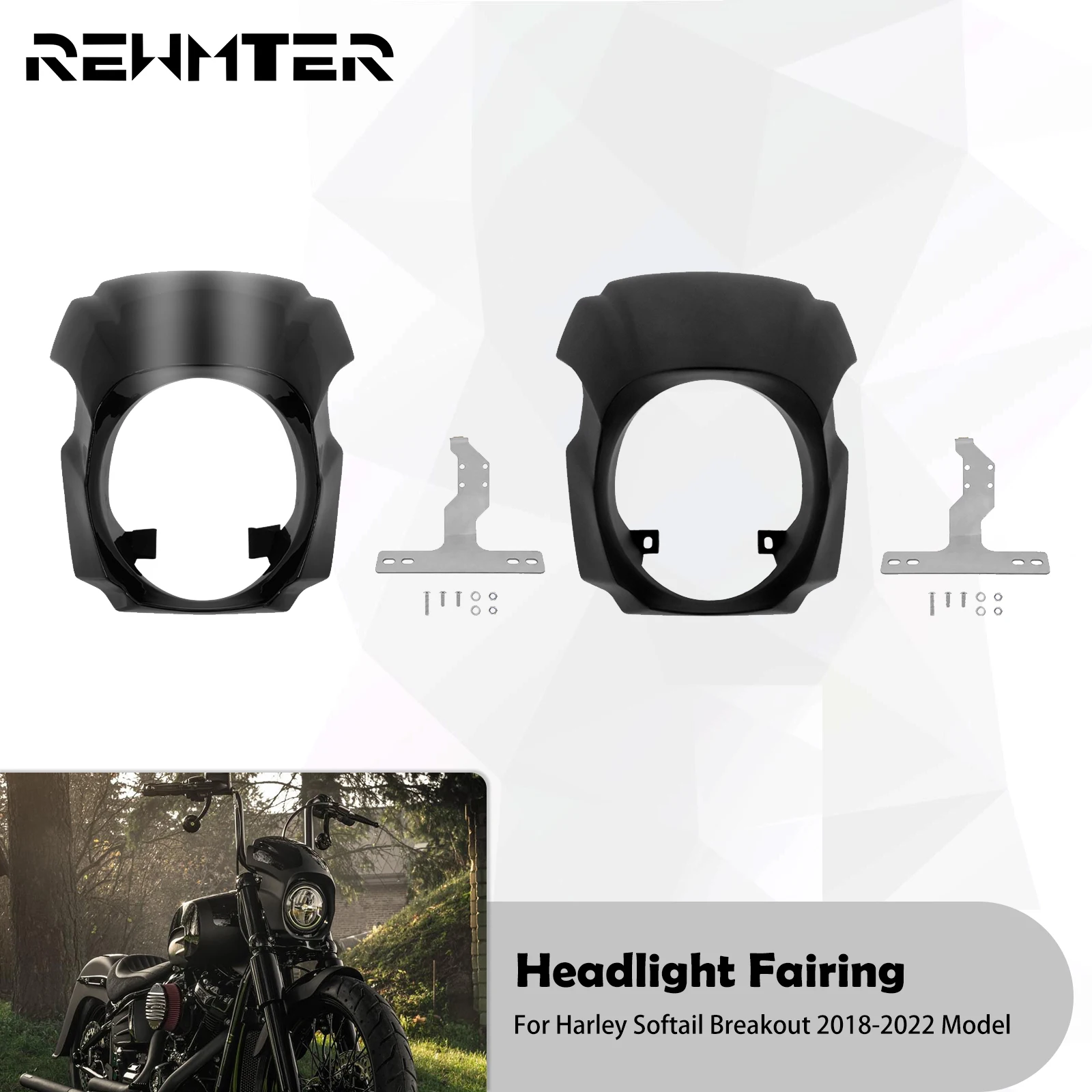 Motorcycle Headlight Fairing Cover Head Lamp Front Windshield Gloss Matte Black For Harley Softail Breakout FXBR FXBRS 2018-2022