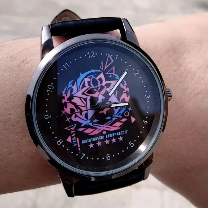 Honkai Impact 3 Fu Hua Raiden Mei Bronya Kiana Totem para hombres y mujeres, reloj mecánico con cinturón negro, relojes deportivos impermeables