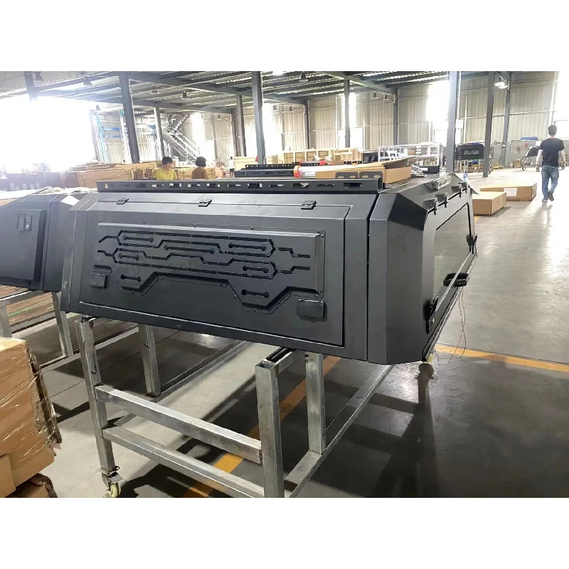 High Quality Matte Black Aluminum Truck Camper Shell Hard Bed Topper Side Lift Window Lockable MOLLE Panel