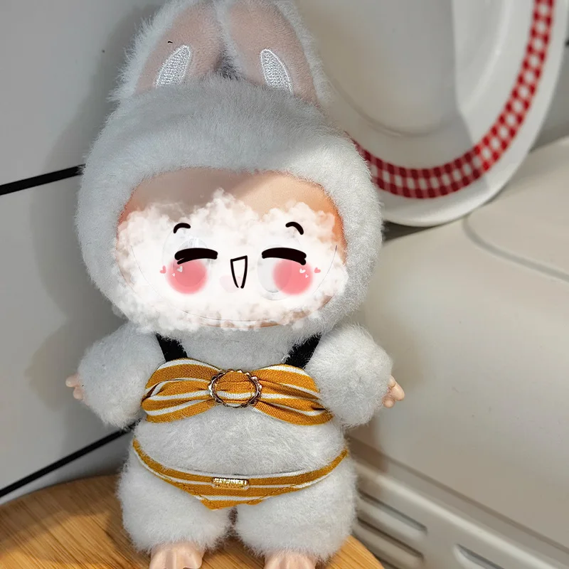 Bikini a rayas sin tirantes para Ropa Labubu de 17cm, Ropa bonita de estilo a la moda, Mini Ropa para muñecas, traje de moda para recorrido costero