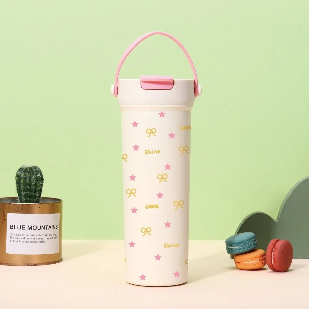

Новая изолированная чашка с бантом, однотонная ручка, вакуумная кружка из нержавеющей стали, бутылка для воды для путешествий