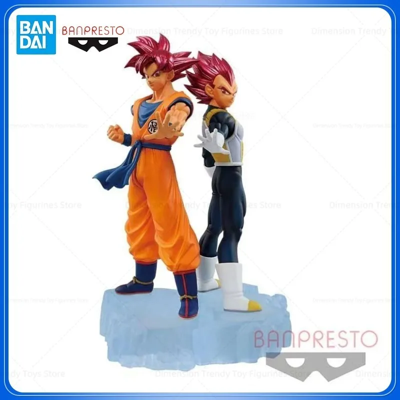 

In Stock Bandai Banpresto Dragon Ball Dokkan Battle 7th Anniversary SSG Goku Vegeta Anime Action Figure Model Toys DT