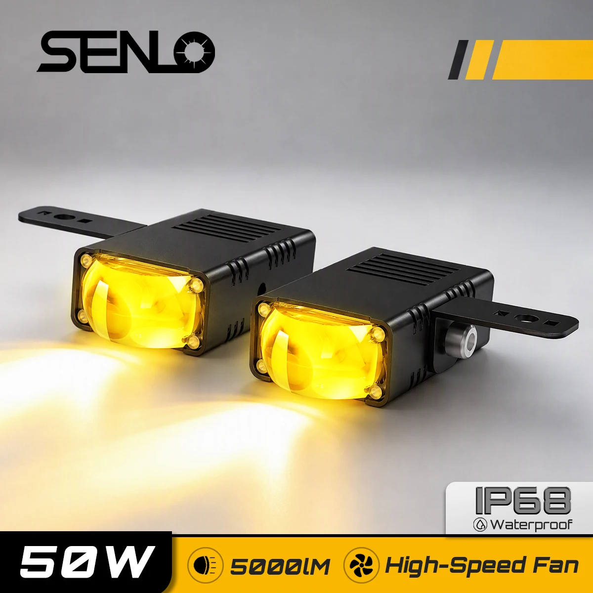 Senlo 2,5 Zoll superschlanke gelbe und weiße LED-Sportlight-Doppelstrahl-Bi-LED-Projektorgrill-Arbeitsscheinwerfer für Autos im Gelände, 4 x 4, 12 V, 24 V