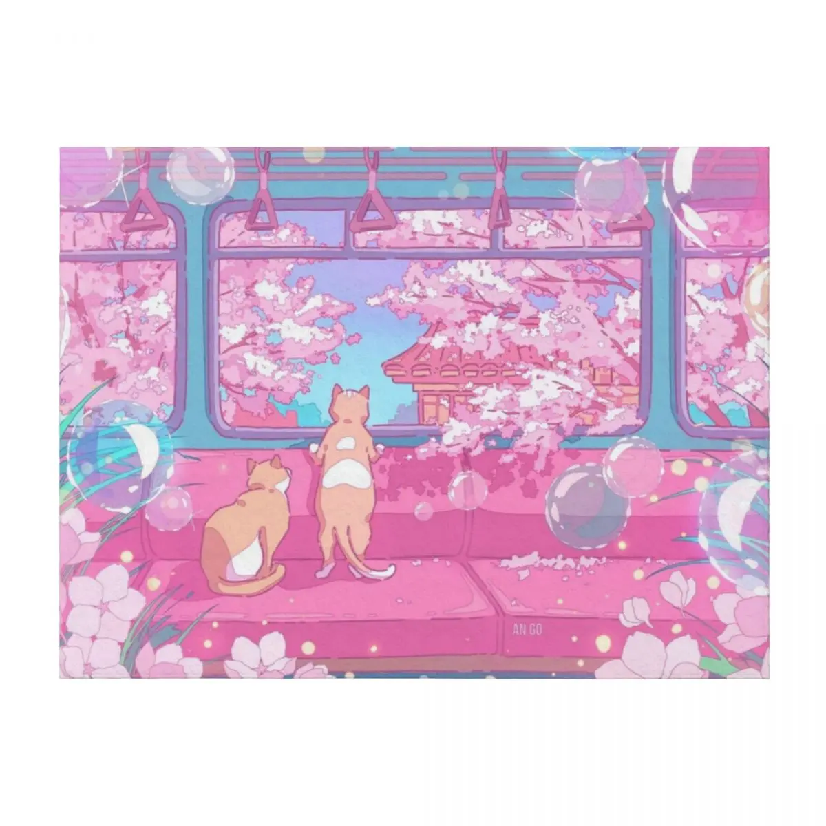 

The cute cats on the train (soft colors) Throw Blanket Bed covers heavy to sleep Vintage warm winter Blankets