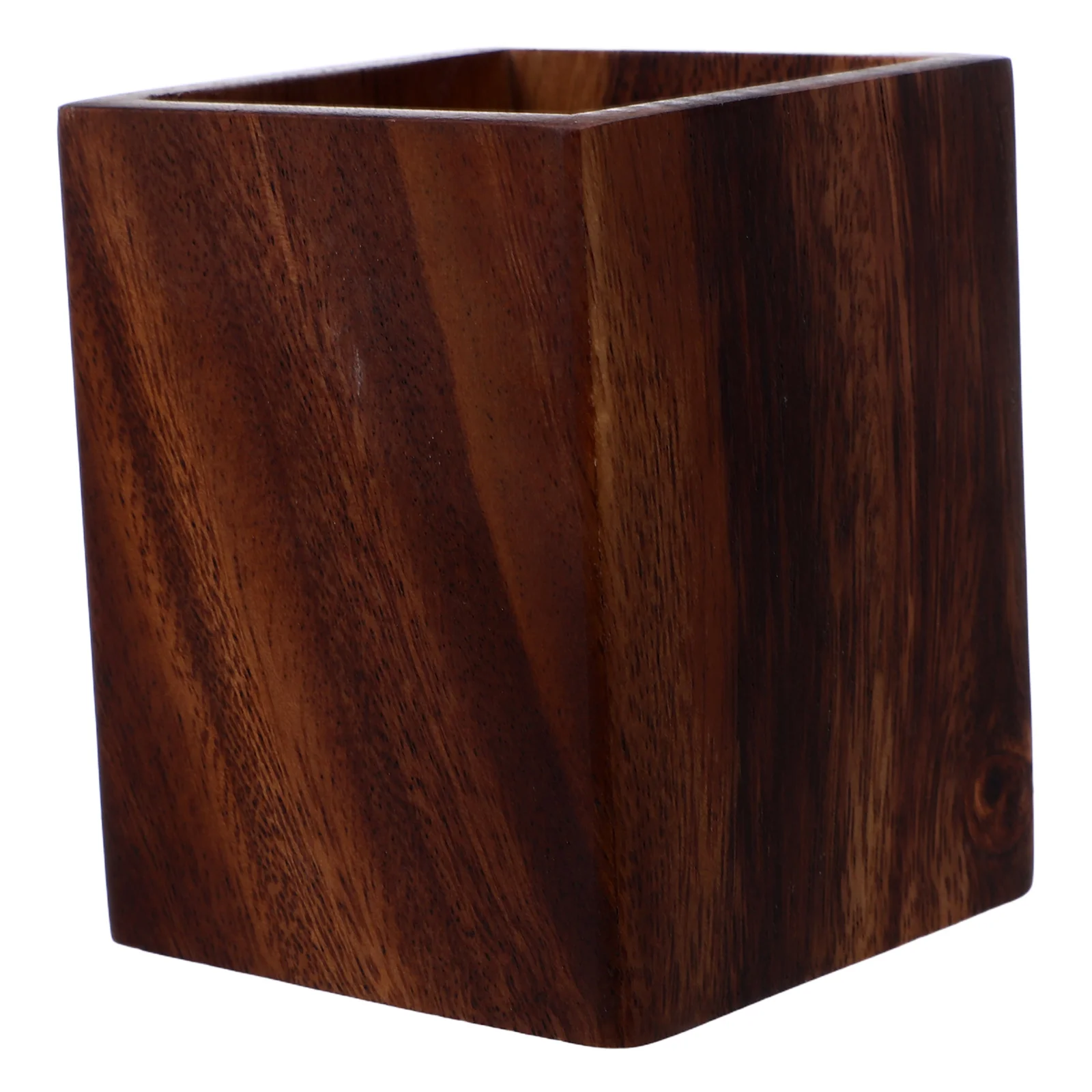 

Walnut Wood Pen Holder Dark Brown Desktop Stationery Organizer Pencil Cup Container Wooden Desk Accessory Marker Storage