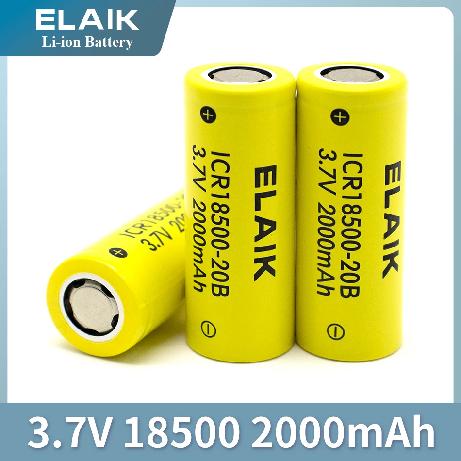 1-5pcs ICR18500 3.7V 2000mAh Rechargeable Lithium Battery with High Quality and Reliable Cell Performance 20B -Flat head