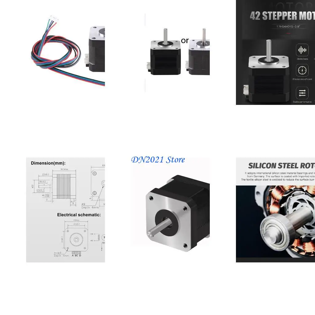 

F3KE Nema17 Stepper Motor 0.9 Degree Motor 42 Motor Nema 42BYGH 1.5A 38mm 17HS4401