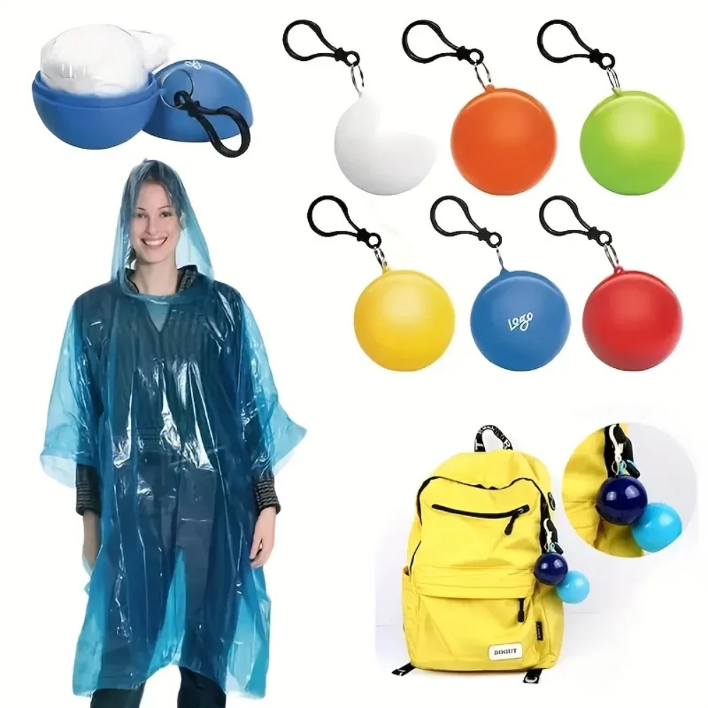 Convenient Key Ring Ball Disposable Raincoat Travel Portable Raincoat Ball 90X120cm Poncho Unisex