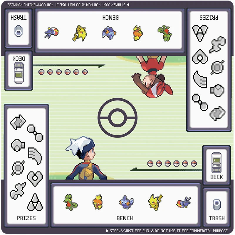 Pokemon PTCG Card Mat Pixel Ash Ketchum 60X60CM Anime Game Characters Self Made DIY Double Player Battle Cards Pad Toys Gifts