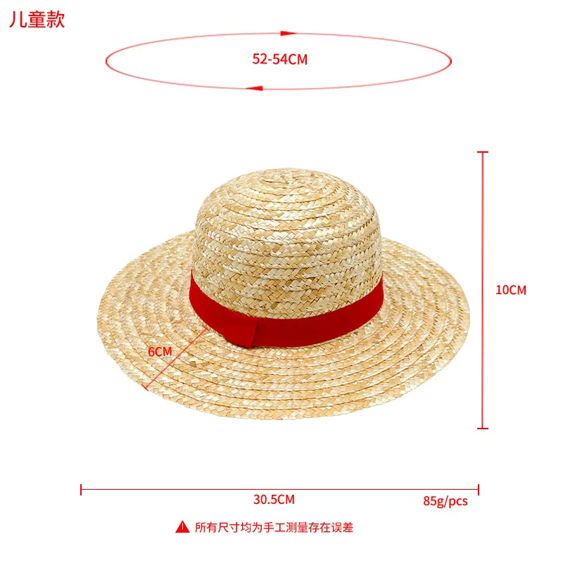 Anime One Piece Rufy Cappello di paglia Puntelli Cosplay Accessori per bambino adulto Rufy Gioco di ruolo Berretto lavorato a maglia Pescatore Cappello da sole Regali